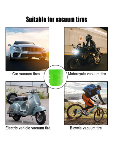 12 Tapas de Válvula de Neumático YALOK Verde Luminiscente