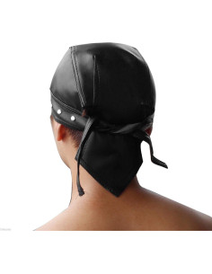 Bandana de Ciclismo Doo Rags Cuero Negro Ajustable Talla Única 2