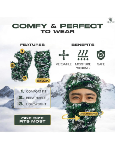 Máscara Balaclava Táctica Unisex Dañada Verde - Invierno y Verano