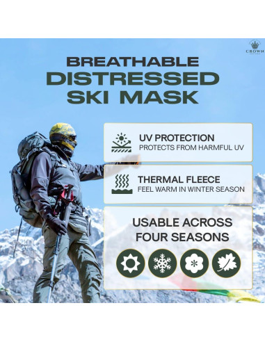 Máscara Balaclava Táctica Unisex Dañada Verde - Invierno y Verano