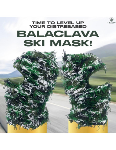 Máscara Balaclava Táctica Unisex Dañada Verde - Invierno y Verano