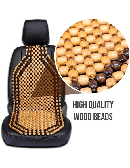 Cojín de Asiento Zento Deals con Perlas de Madera - Masaje y Ventilación