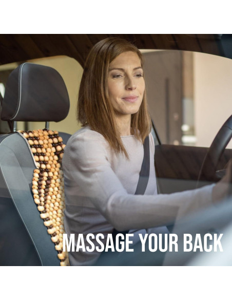 Cojín de Asiento Zento Deals con Perlas de Madera - Masaje y Ventilación