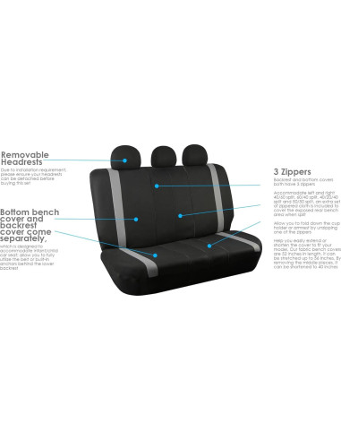 Cubierta de Asiento Trasero FH Group Gris Ajuste Universal