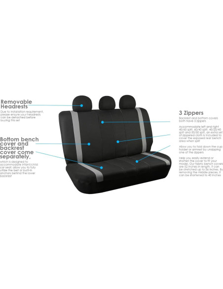 Cubierta de Asiento Trasero FH Group Gris Ajuste Universal