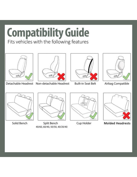 Cubierta de Asiento Trasero FH Group Gris Ajuste Universal