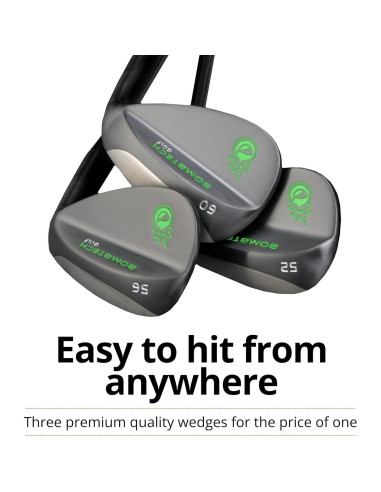 BombTech - Juego de Wedges de Golf 52, 56, 60 Grados - Negro