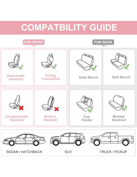 Juego Completo Fundas de Asiento BWTJF Rosa Impermeables