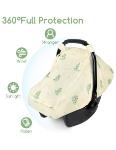Cubierta de Asiento de Coche Muselina Bebé Dinosaurio Verde 2