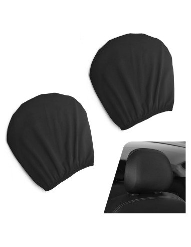 Funda de Reposacabezas de Coche AWGUKA 2 PCS Negra Transpirable