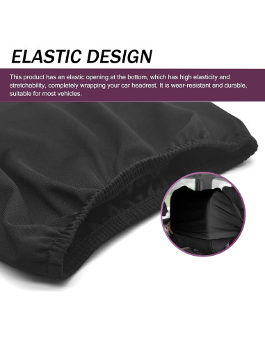 Funda de Reposacabezas de Coche AWGUKA 2 PCS Negra Transpirable
