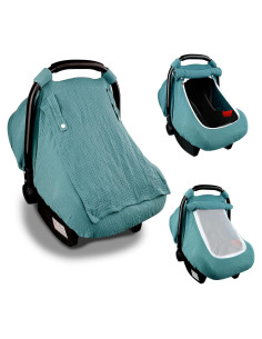 Cubierta de Asiento de Coche para Bebés Muselina Azul