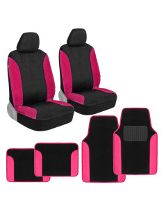 Conjunto de fundas de asiento de coche BDK rosa brillante con alfombrillas