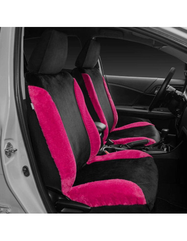 Conjunto de fundas de asiento de coche BDK rosa brillante con alfombrillas