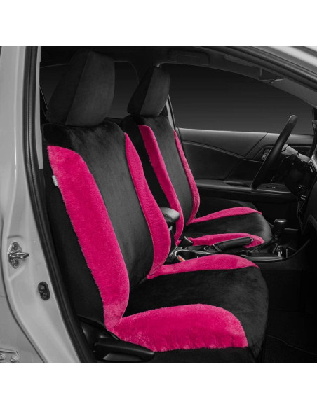 Conjunto de fundas de asiento de coche BDK rosa brillante con alfombrillas