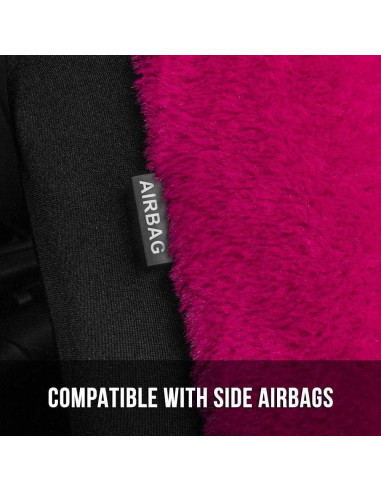 Conjunto de fundas de asiento de coche BDK rosa brillante con alfombrillas