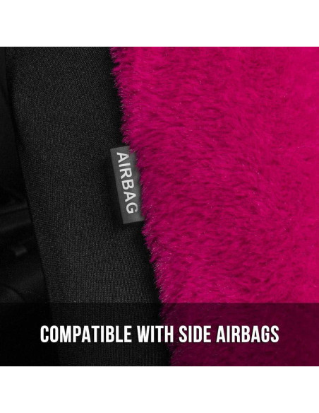 Conjunto de fundas de asiento de coche BDK rosa brillante con alfombrillas