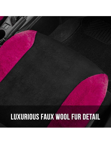 Conjunto de fundas de asiento de coche BDK rosa brillante con alfombrillas