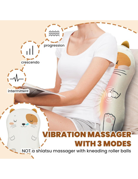 Cojín de Masaje COMFIER Gato Caricatura con Calor y Vibración