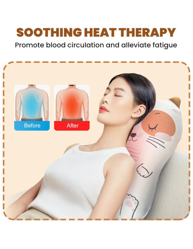 Cojín de Masaje COMFIER Gato Caricatura con Calor y Vibración