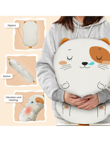 Cojín de Masaje COMFIER Gato Caricatura con Calor y Vibración