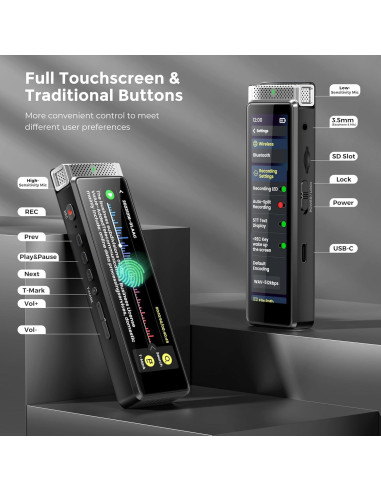 Grabadora de Voz Innioasis R1 72GB Pantalla Táctil y AI