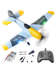 Avión RC BEZGAR Amarillo 6 Ejes con Luces LED