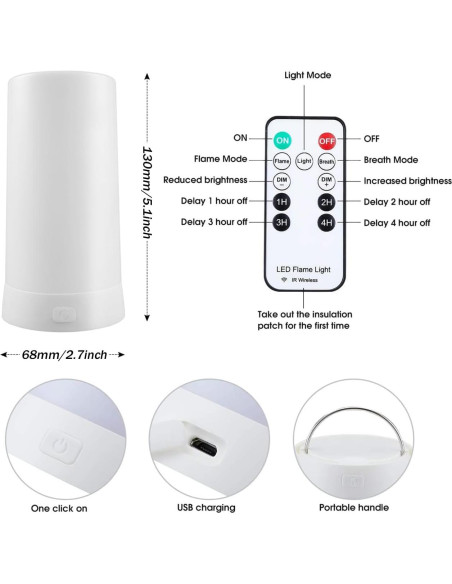 Lámpara LED Efecto Llama LOVUMMOR con Control Remoto y USB Lámpara LED Efecto Llama LOVUMMOR con Control Remoto y USB