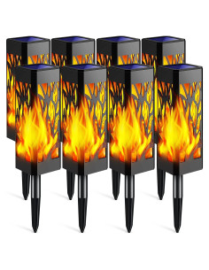 Luces Solares de Llamas Parpadeantes TomCare 8 Piezas Jardín