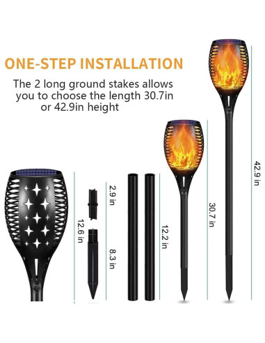 Antorchas Solares YoungPower 2P con Llamas Danzantes IP65