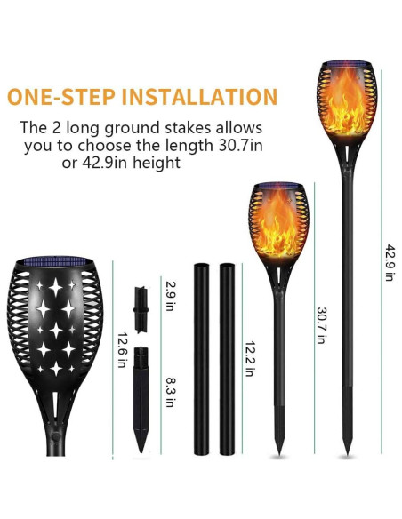 Antorchas Solares YoungPower 2P con Llamas Danzantes IP65 Antorchas Solares YoungPower 2P con Llamas Danzantes IP65