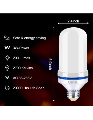 Bombillas LED Efecto Llama OMK 2 Pack 12.7cm Decoración