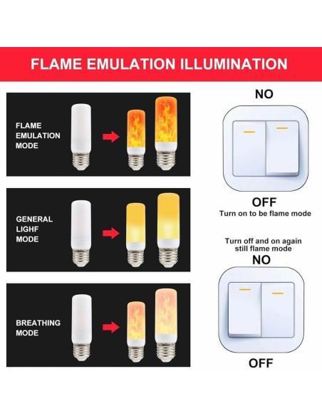 Bombillas LED de Llama iCrius E26/E27 - Paquete de 2, 4 Modos Bombillas LED de Llama iCrius E26/E27 - Paquete de 2, 4 Modos