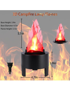Lámpara de Llama Falsa 3D HTMOVAET - Luz LED Decorativa 10 cm 2