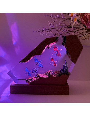 Lámpara de Resina 3D Dragón de Fuego y Hielo - 16 Colores
