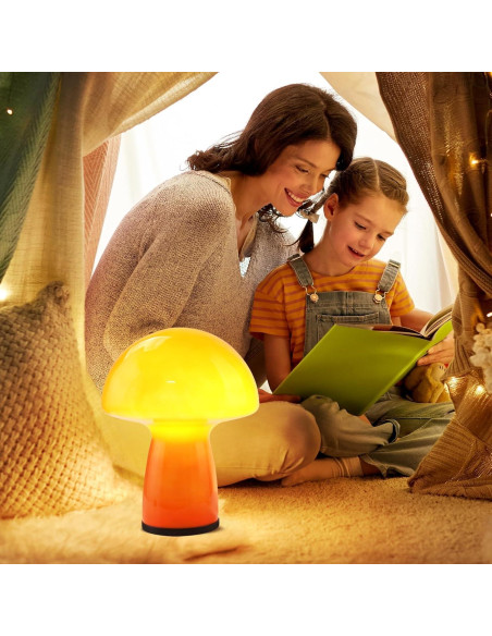 Lámpara de mesa hongo rojo llameante Notoc 24.6cm LED 3 colores