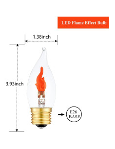 Bombillas LED E26 de Llama Parpadeante Sunaiony - Paquete de 2 2