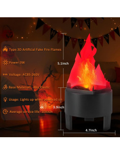 Luz de Llama Artificial LED Mejorvista 3D para Decoración 2