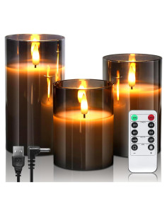 YiaMia Vela LED Recargable con Control Remoto - 3 Piezas