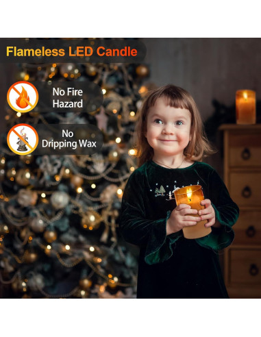 YiaMia Vela LED Recargable con Control Remoto - 3 Piezas