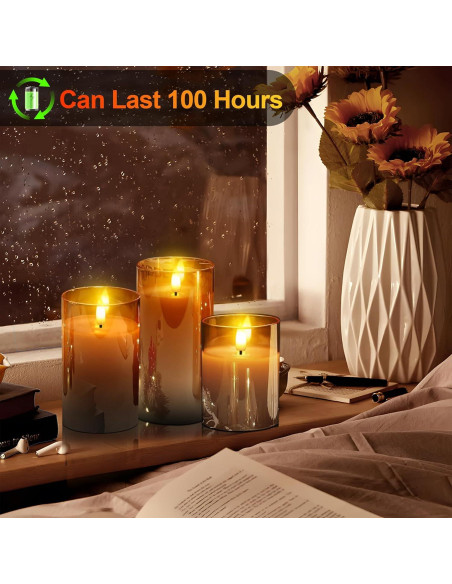 YiaMia Vela LED Recargable con Control Remoto - 3 Piezas