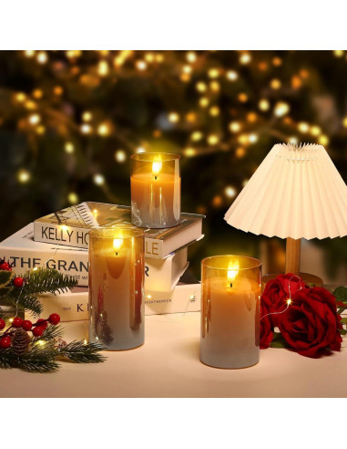 YiaMia Vela LED Recargable con Control Remoto - 3 Piezas
