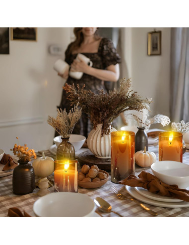 YiaMia Vela LED Recargable con Control Remoto - 3 Piezas