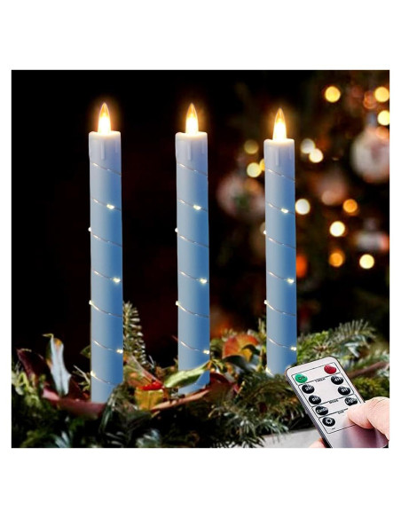 Juego de 3 Velas LED Sin Llama DANIP Azul Cielo con Control Remoto