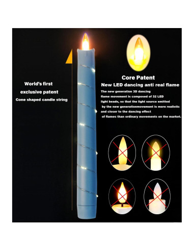 Juego de 3 Velas LED Sin Llama DANIP Azul Cielo con Control Remoto