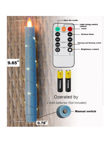 Juego de 3 Velas LED Sin Llama DANIP Azul Cielo con Control Remoto