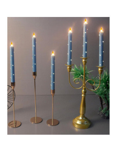 Juego de 3 Velas LED Sin Llama DANIP Azul Cielo con Control Remoto