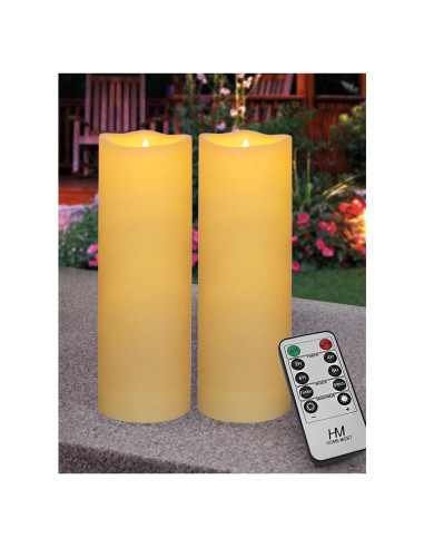Paquete de 2 Velas LED de Pilar 15x6 cm Crema IP64