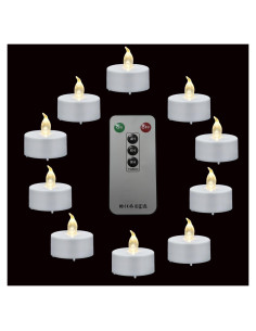 Luces LED de té con control remoto 12 Pack - Blanco cálido