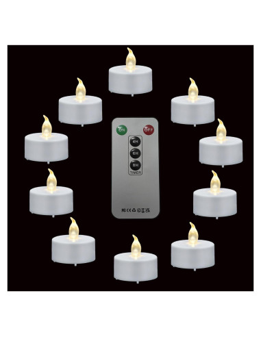 Luces LED de té con control remoto 12 Pack - Blanco cálido